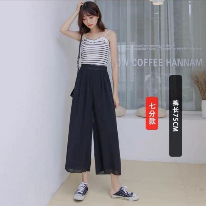【店舗がよく売れています】外のシングルの在庫一掃は二重のワイドパンツの黒いシフォンのレギンスのズボンを拾いました。|undefined