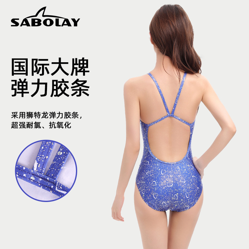 Sabolay 水着女性レーシングプロフェッショナルワンピーストレーニングスーツハイエンド新スパンコールワンピース水着水着|undefined