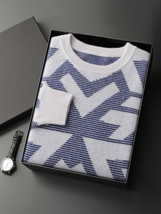 Autumn and Winter New Men's Sweater Twelve Needle Jacquard Thickened Mountain Cashmere Sweater Loose Casual Knitted Base Sweater