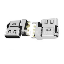 TYPE-C16P侧插连接器USB加高母座CH=7.3mm短体L=11.0带后盖有弹片