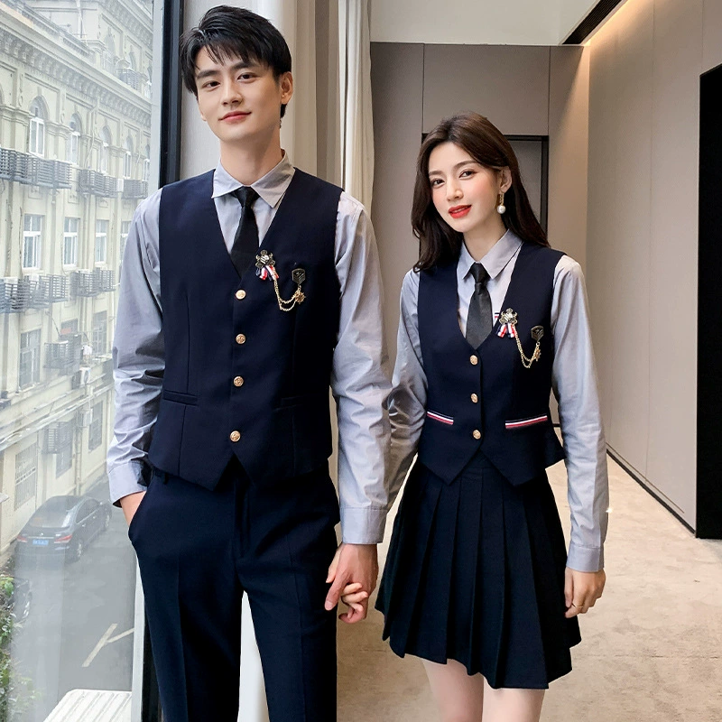 Профессиональный костюм, жилет, плиссированная юбка, Женский студенческий стиль, стильный зажим для лошади, инструмент, помощник преподавателя, рабочая одежда для приема