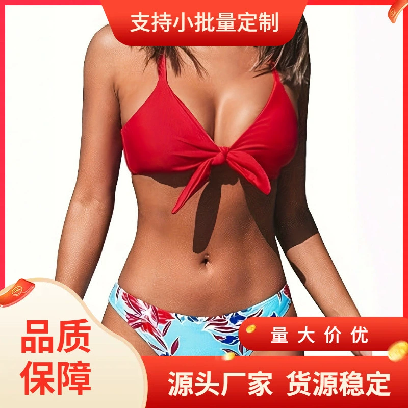 Раздельные цветные купальники, V-образный вырез, открытая спина, AliExpress