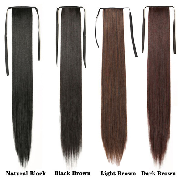 Strap-style wig ponytail female long straight hair braid fake…