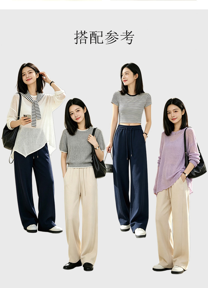 Quần culottes nữ ống rộng dáng lưỡi liềm cảm giác mát lạnh — Xanh navy chi tiết 7