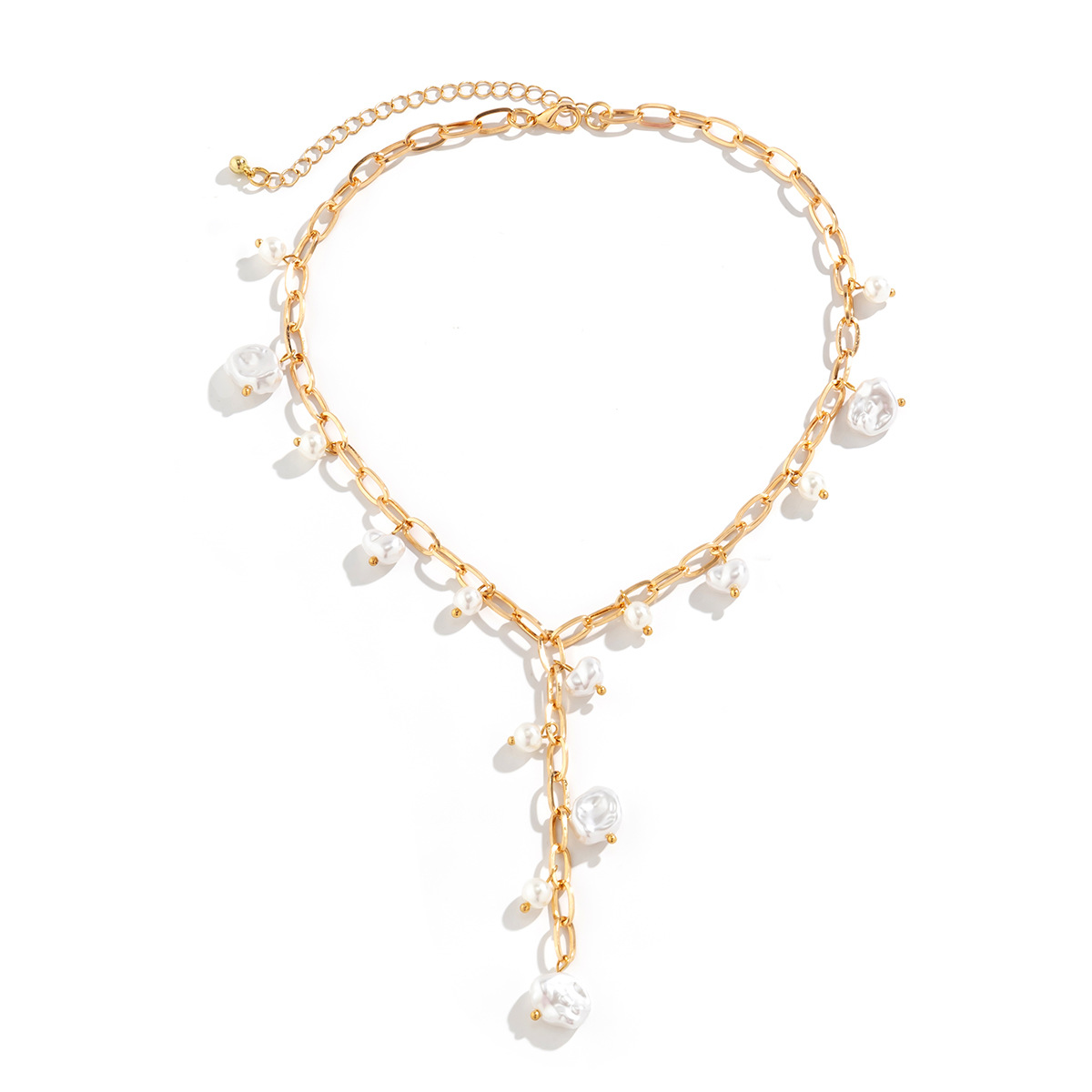 32g Weight Iron Pendant Material Necklace Classification Iron Chain Material 1 Piece Quantity Date, Tea Party Occasion Imitation Pearl, Iron Material Geometric Pattern Women's Gender Plating Design Elegant, Simple Style Style Elegant Simple Style Geometric Imitation Pearl Iron Wholesale Necklace 10