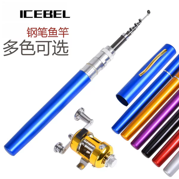 Mini pen fishing rod drum wheel two-piece portable pocket ice fishing rod sea rod fishing gear suit travel foreign trade