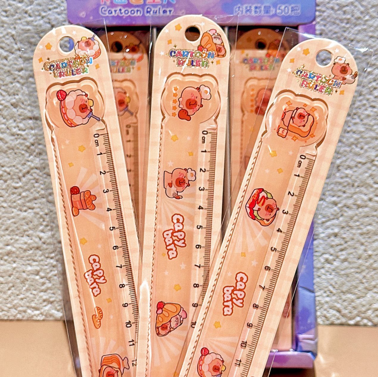 Capibara 15cm regla recta red de ondas regla de modelado pintura estudiantes de primaria para aprender artículos de papelería