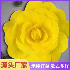 仿真pe玫瑰花跨境圣诞节平底泡沫花场景布置欧式婚礼平底泡沫花