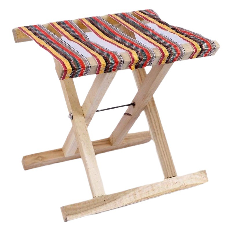 Acacia Wood Folding Stool, Portable and Practical for Barbecue, Home Use, School, Military Training, and Travel