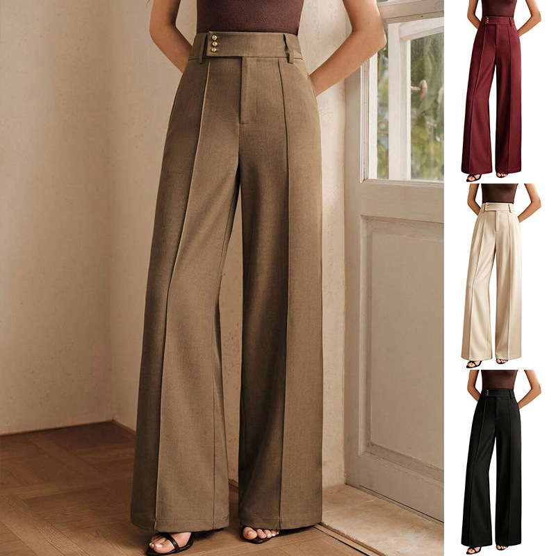 Cross-border European and American Amazon autumn new business casual elegant foreign trade women's wide-leg straight loose casual pants