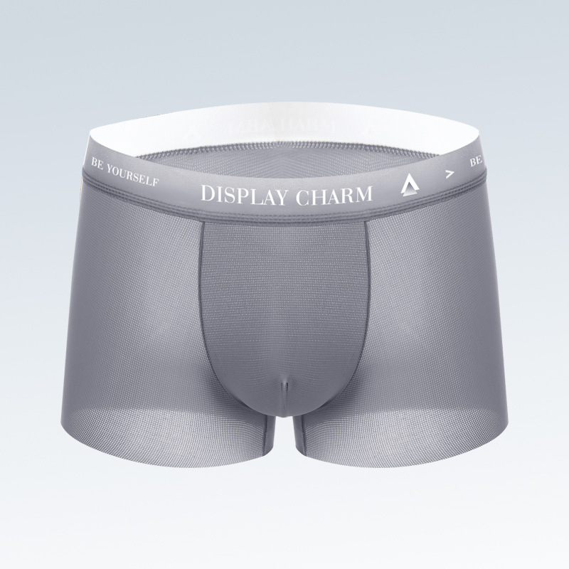 Ropa interior pantalones cortos de cuatro esquinas para hombres transpirables y antibacterianos de verano para hombres pantalones de gran tamaño sin costuras bragas de seda de hielo para hombres