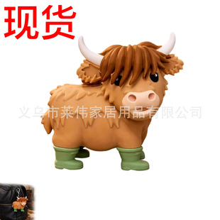 ����Highland Cow Keychain �ߵ�ţ耳׿� �K���m��ţ耳�Ȧ