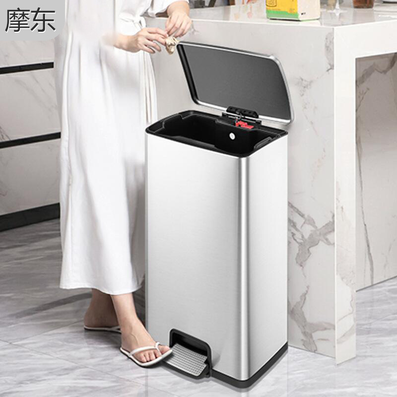 Stainless Steel Trash Can with Lid Household Large Pedal Kitchen Living Room Office Foot Square 20L40 L Stainless Steel Trash Can with Lid Household Large Pedal Kitchen Living Room Office Foot Square 20L40 L