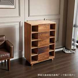 中式老榆木五斗柜落地式客厅茶室复古储物柜玄关民宿酒店收纳柜