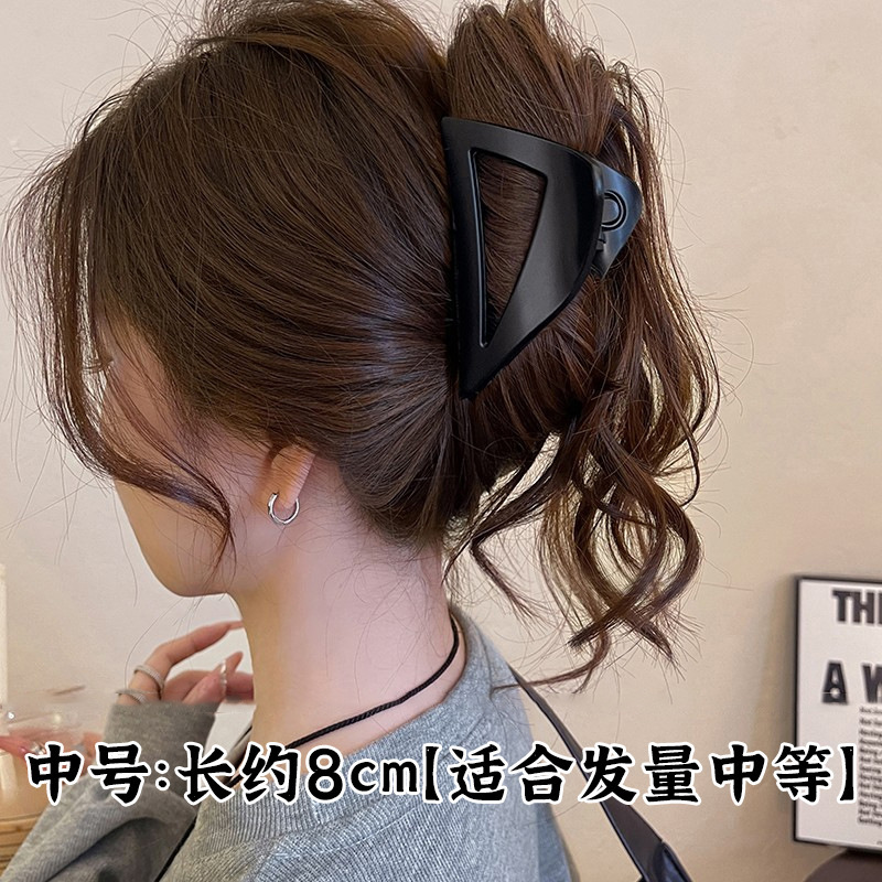 女性用リボンヘアクリップ 2025 新しい後頭部サメクリップ大きな髪のボリューム幾何学的な三角形のグリッパークリップ半分の髪|undefined