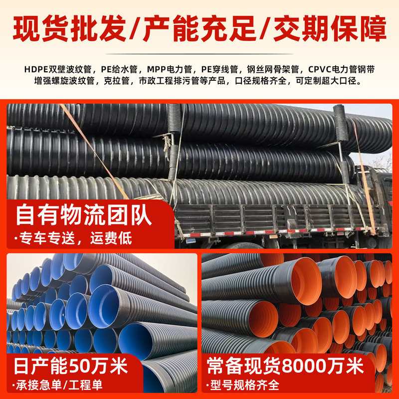 Hdpe二重壁コルゲート管400大口径排水管市政管路汚水雨水管路換気管路|undefined