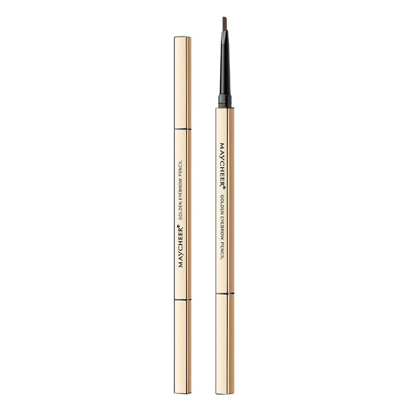 Meixier pequeño lápiz de cejas de oro fuente fabricante muy fino pequeños palillos de oro impermeable a prueba de sudor no floreciente lápiz de cejas de doble cabeza