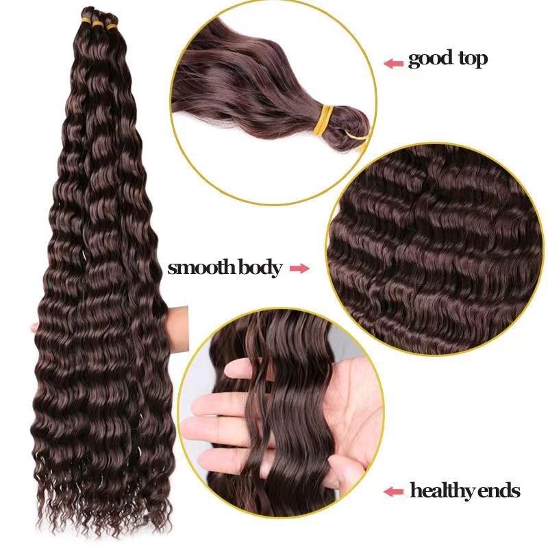 30 pulgadas onda profunda a granel pelo de fibra química peluca trenzado color trenza crochet pelo image 3