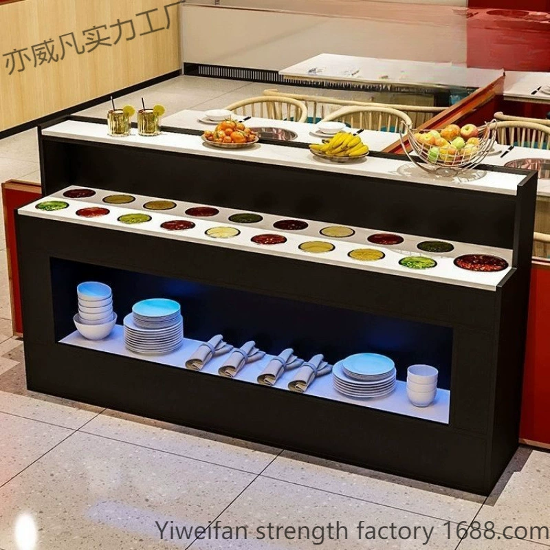 Ресторан-буфет с горячим горшком, стол для приправ, коммерческий стол для небольших ингредиентов, ресторан, стол для соусов, стол для приправ для острых горячих горшков, стол для фруктов, холодных блюд