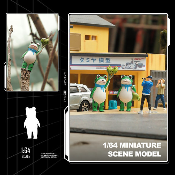 Online celebrity frog miniature doll Model 1:64 Resin simulation micro villain color hand-made decoration sand tray
