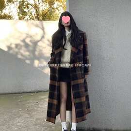 中长款格子呢子大衣女2025秋冬季新款高级感小个子超好看毛呢外套