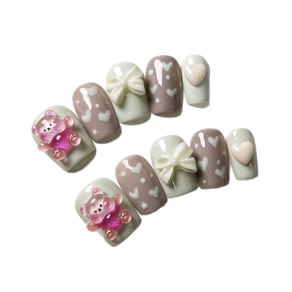 Usar armadura pura hecha a mano Dibujos animados pintados a mano lindo pequeño libro rojo estilo caliente oso hecho a mano mariposa usar armadura de uñas