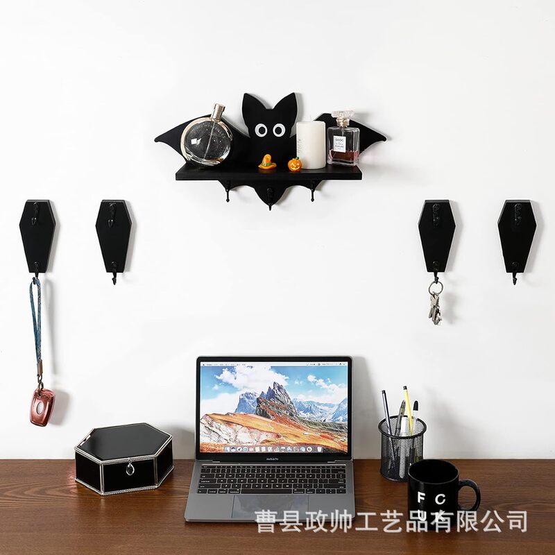クロスボーダー黒木製フックホーム壁掛けキーラック棺壁フックハロウィン装飾ハンガー|undefined