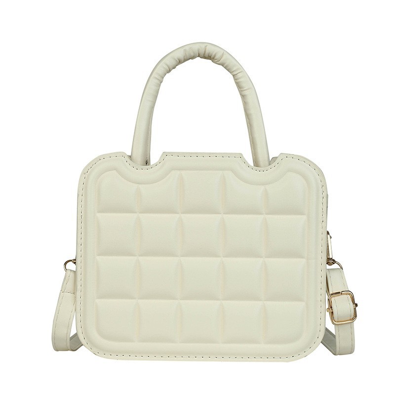 Solid Colour Checkered Crossbody Bag Retro French Shoulder Saddle_voghion.com