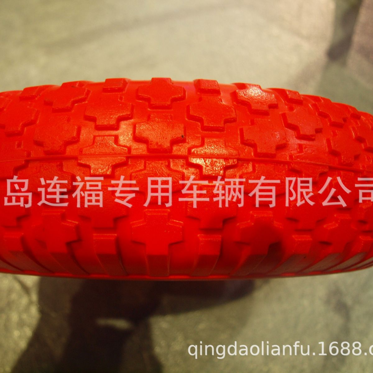 供应外贸4.00-8橘红色PU轮 发泡实心轮 手推车轮胎 欢迎洽谈