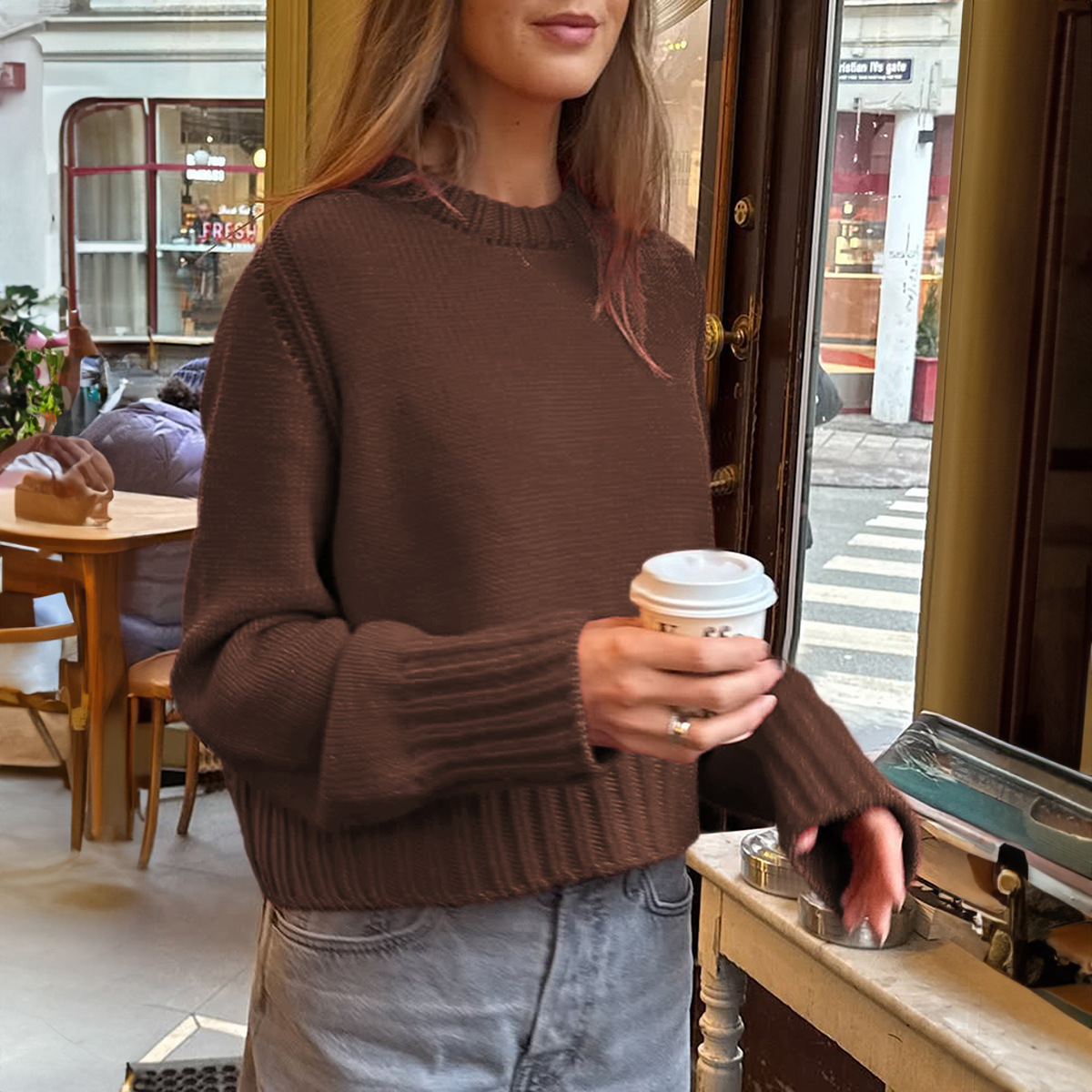 Kaikuo transfronterizo suéter de lana de color sólido de Europa y Estados Unidos básico de ropa de mujer otoño y invierno 2025 estación independiente de Amazon