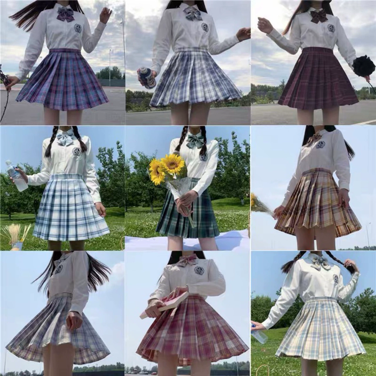 Настоящая летняя pleated юбка для студентов, комплект для учащихся начальной школы, полный комплект