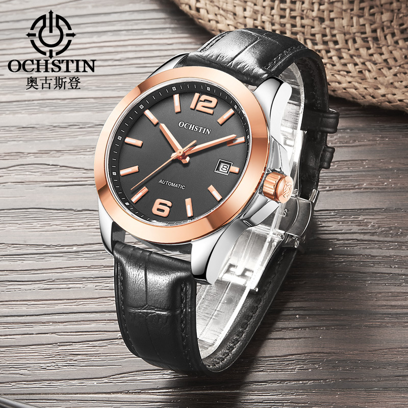 Genuine goods augustden leather waterproof reloj mecánico automático trendy Business casual Watch CA021A