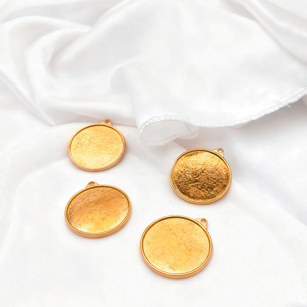 双面可用33mm时光宝石托盘 光面底托相片吊坠DIY配件