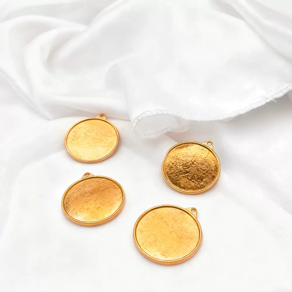 双面可用33mm时光宝石托盘 光面底托相片吊坠DIY配件