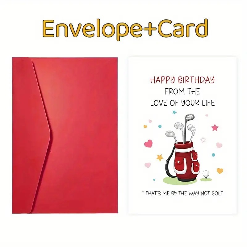 跨境希音temu趣味生日贺卡幽默生日问候卡卡通高尔夫图案表达祝福|undefined