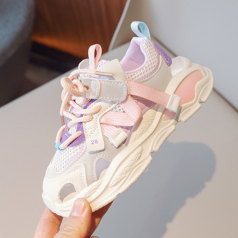 2023 verano niños zapatos de papá de malla hueca deportes medias sandalias en vivo populares solo malla transpirable marco zapatos moda