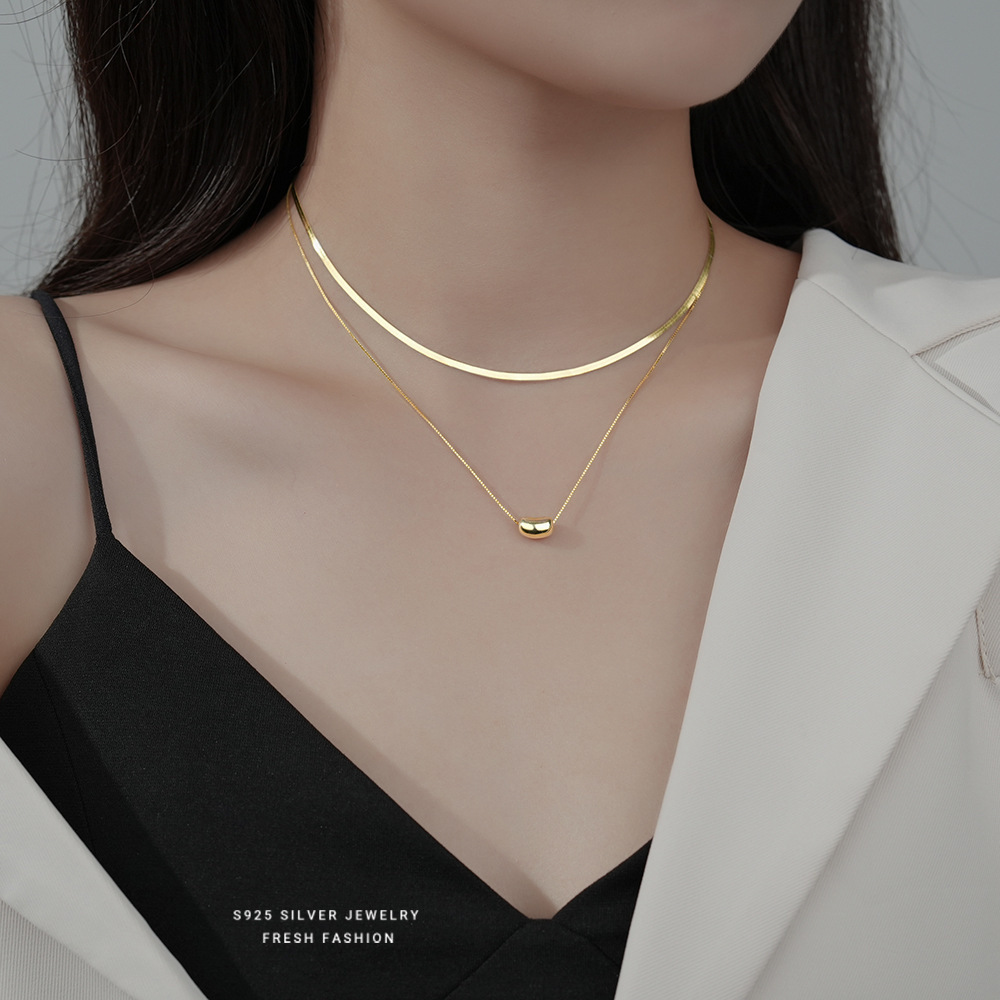 s925 Bead New Women's Pure Silver Necklace, Light Luxury Design, Niche Collarbone Chain, Available For Dropshipping_voghion.com