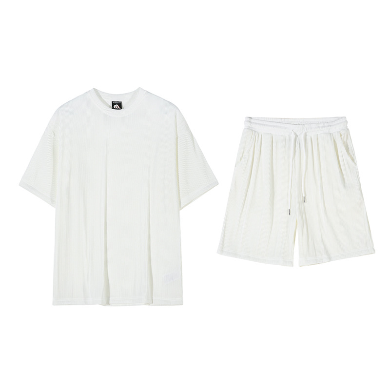 MYQ pantalones cortos de manga corta de verano Pantalones de tres piezas de estilo coreano para hombres traje deportivo casual camiseta suelta pantalones Casuales