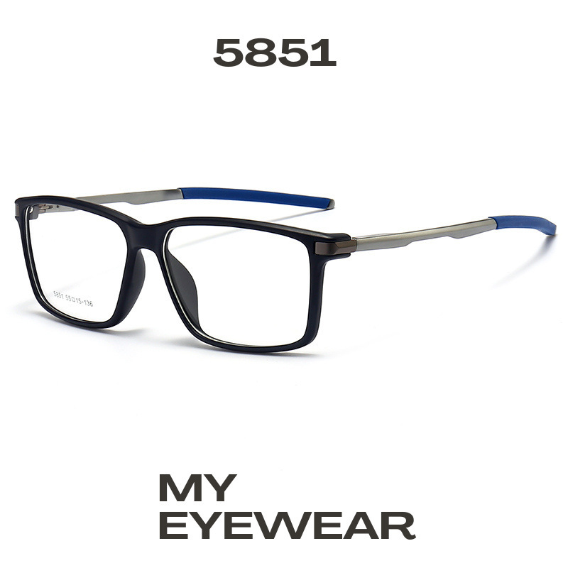 5851 Cross-Border Large Size Myopia Glasses Frame for Men Tr90 Aluminum Magnesium Spring Temple Sports Glasses Frame Spring Hinge