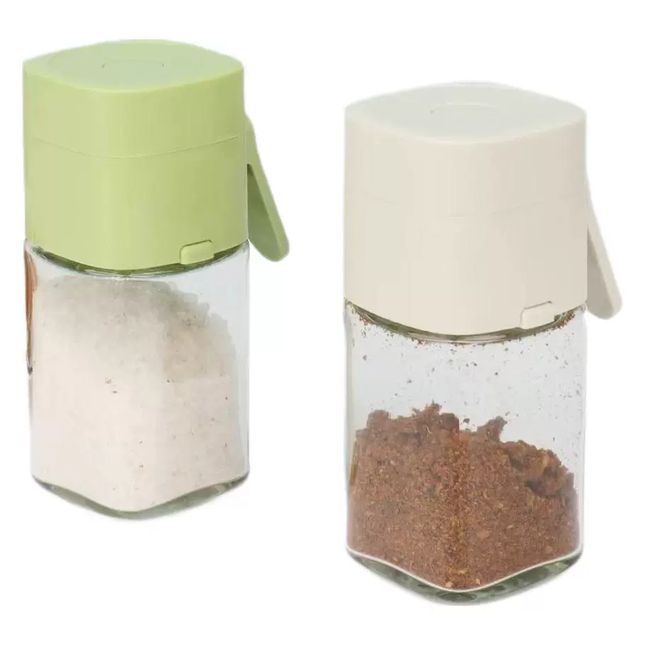 New quantitative seasoning tank press-type salt jar kitchen moisture-proof salt jar salt control metering seasoning jar seasoning bottle