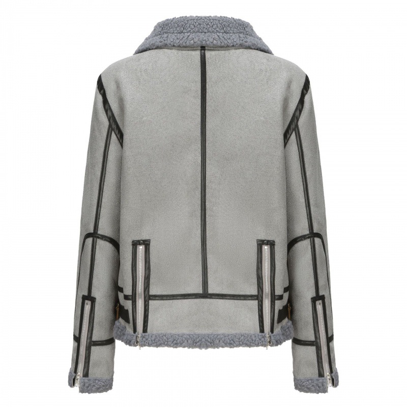 Pelliccia di pecora corta da donna con pelliccia spessa_voghion.com