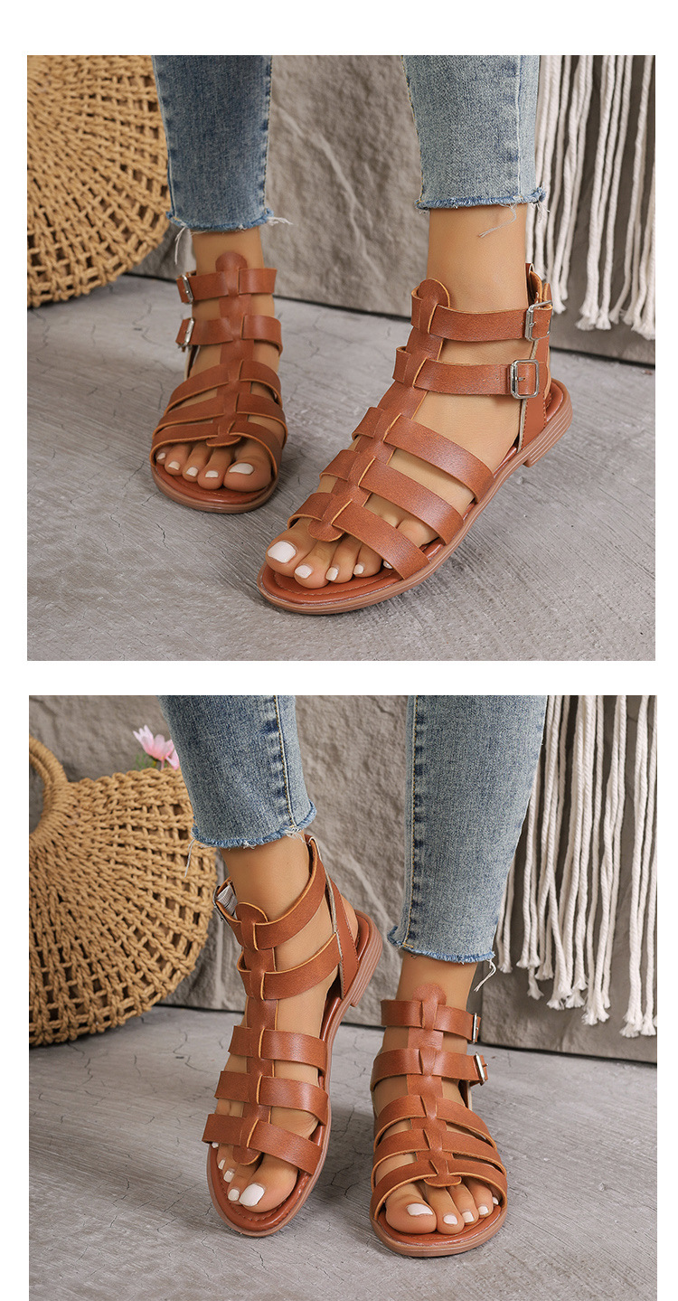 Women's Roman Style Solid Color Round Toe Roman Sandals display picture 14