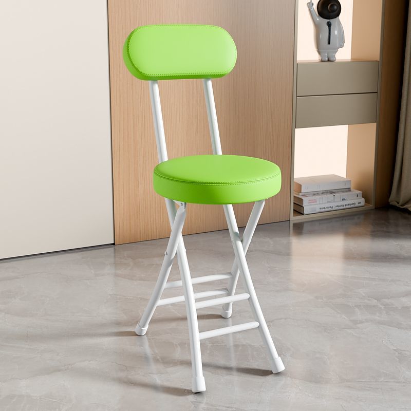 [등받이 추가 + 두꺼운 쿠션] 화이트 프레임 그린 표면 접이식 의자