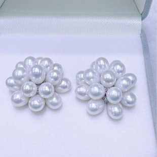 Natural freshwater pearl earrings 5-6mm almost flawless popcorn white simple design multi-bead earrings