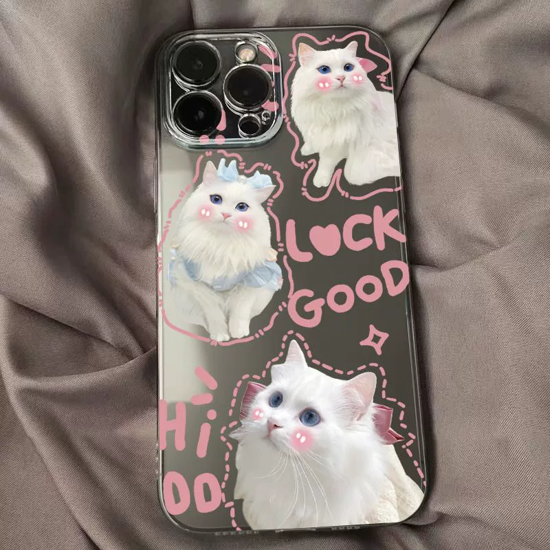 Милая смешная кошечка, подходит для iPhone 16 Pro Max, новый 12 Pro, девушка, 13 прозрачный, 14 Pro/11