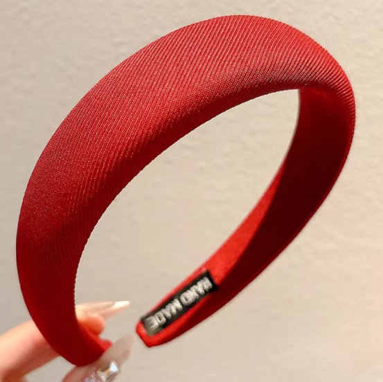 #193 red twill wide-brimmed headband