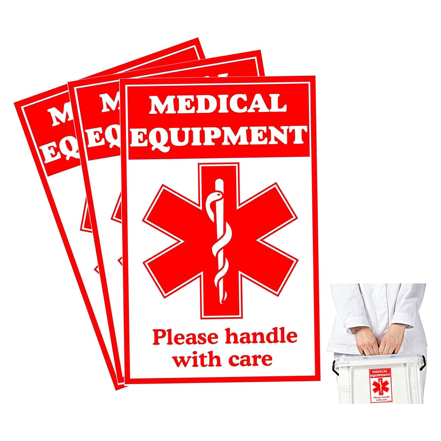 Amazon Medical Alarm Equipment Etiquetas de equipaje Pegatinas Rojas Dispositivos Médicos Suministros Pegatinas internas de atención