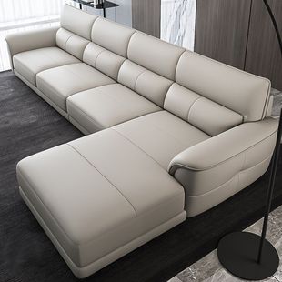 New Sofa Head Layer Cowhide Modern Simple Small Apartment Living Room Leather Sofa Italian Style Minimalist Sofa Nordic Style Wood