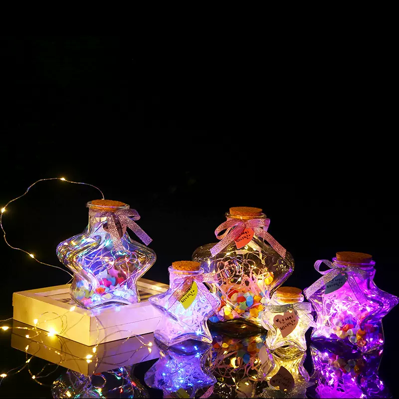 透明许愿瓶五星瓶加厚扁鼓瓶星云瓶彩虹瓶漂流海洋瓶星星瓶送木塞