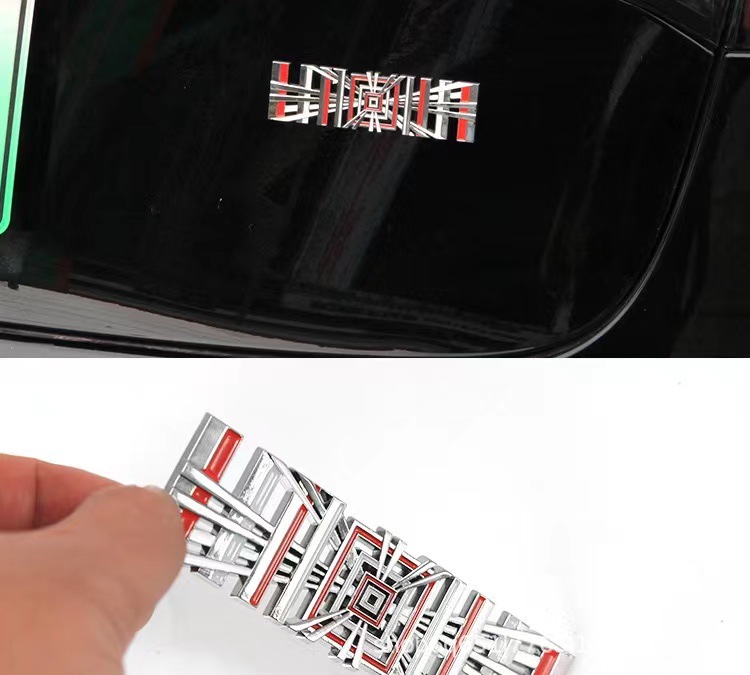 Suitable for Tesla Model3/Y/S/X rear tail metal car logo PLAID modified 3D sports version stereo logo